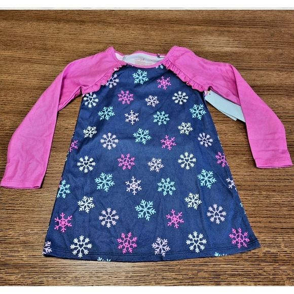 NWT CAT AND JACK TODDLER GIRLS SNOWFLAKE NIGHTGOWN WITH MATCHING DOLL NIGHTGOWN - Picture 3 of 3